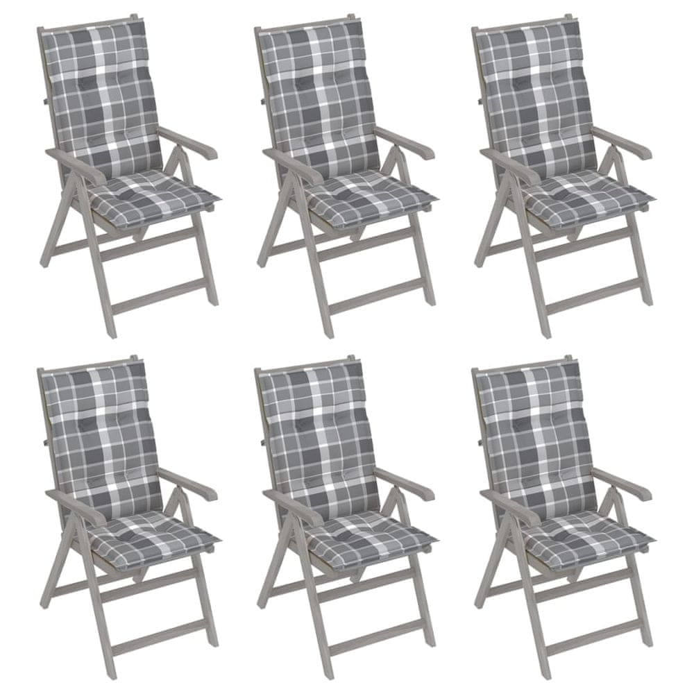 Petromila vidaXL Záhradné sklápacie stoličky 6 ks s podložkami akáciový masív